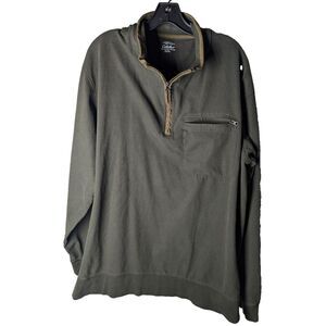 Men's Cabela's 1/4 Zip Mock Neck Long Sleeve Dark Green Breast Pocket Size 2XL‎
